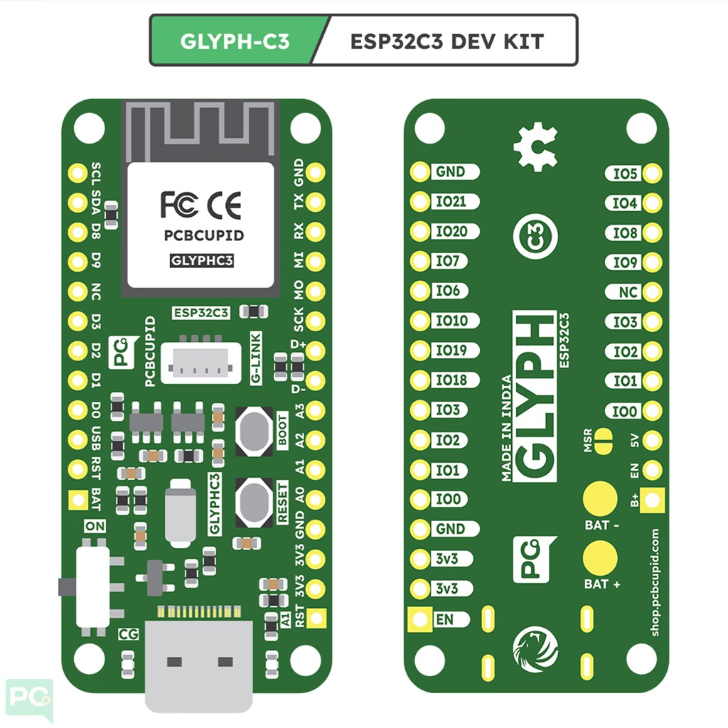 87xcdu14 GLYPH C3 – Compact & Low Cost ESP32C3 DEV Board with Case